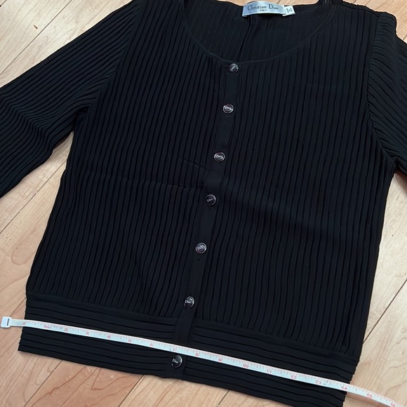 DIOR Christian Dior Paris Black Sweater Cardigan Size 10, 17” armpit to armpit, - Picture 11 of 15